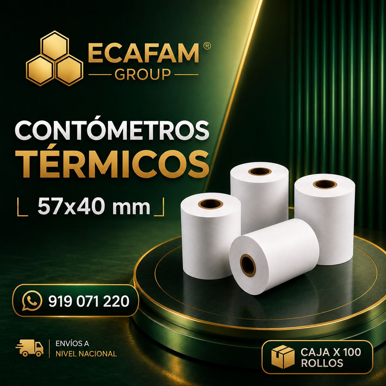 Papel térmico 57×40 mm (Caja x100)
