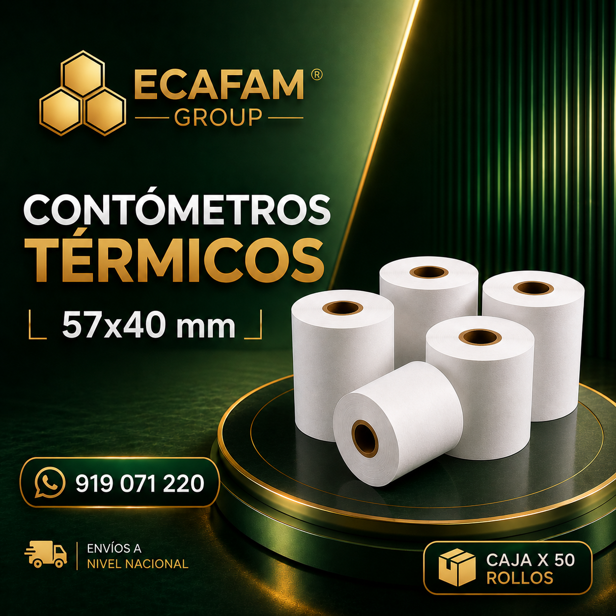Papel térmico 57×40 mm (Caja x50)